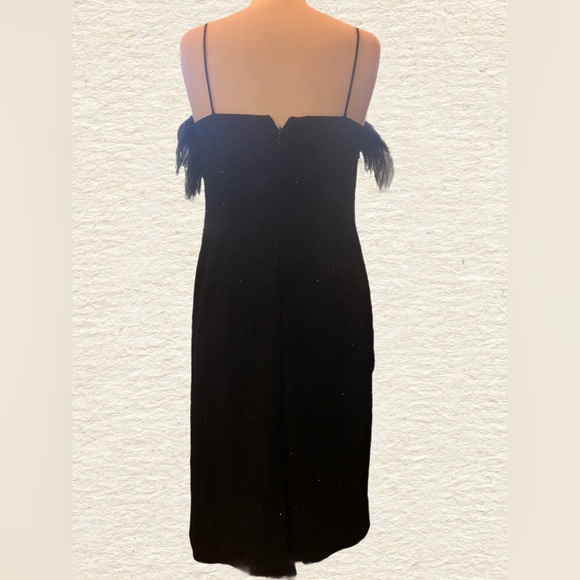 Alex Evening US women size10 black cocktail dress with ostrich feather detailing - Picture 3 of 6
